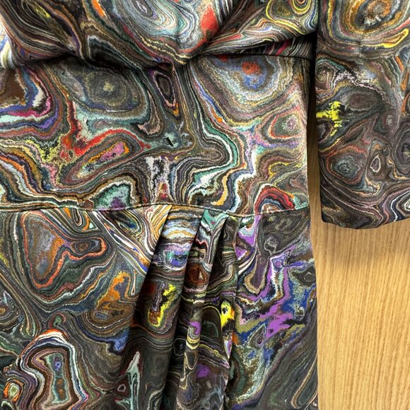 Brenner Petites Size 8 Retro Psychedelic Swirl Dress - Picture 3 of 7